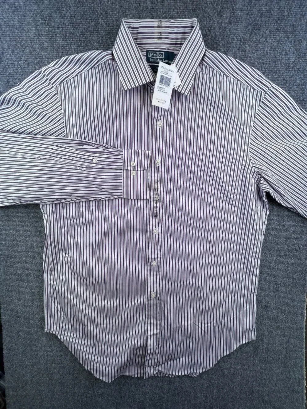 Polo Ralph Lauren Button Up Purple Striped Regent Classic Fit NWT 16.5 36/37